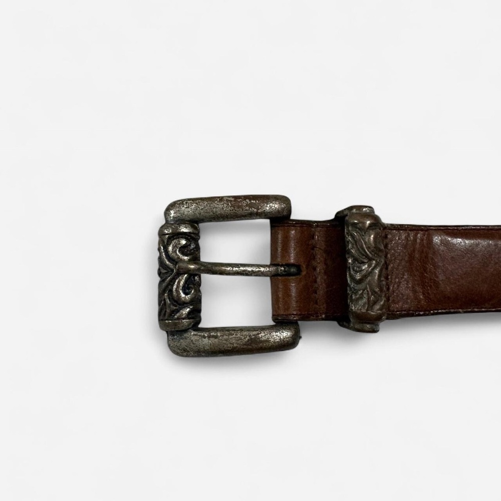 Brown leather chrome hearts STYLE belt